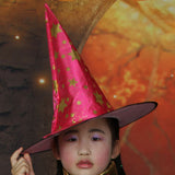 Maxbell 2/set Kids Wizard Witch Hat Gold Stars Printed Halloween Costume Fancy Dress