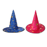 Maxbell 2/set Kids Wizard Witch Hat Gold Stars Printed Halloween Costume Fancy Dress