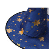 Maxbell 2/set Kids Wizard Witch Hat Gold Stars Printed Halloween Costume Fancy Dress