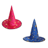 Maxbell 2/set Kids Wizard Witch Hat Gold Stars Printed Halloween Costume Fancy Dress