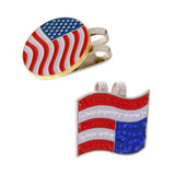 Maxbell 2 Pieces USA Flag Alloy Golf Ball Marker Magnetic Hat Clip Golf Accessories