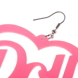 Maxbell 2 Pairs BOOM POW Heart Doll Dangle Earrings Acrylic Stud Women Hip Hop Party