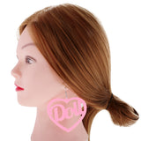 Maxbell 2 Pairs BOOM POW Heart Doll Dangle Earrings Acrylic Stud Women Hip Hop Party