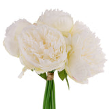 Maxbell 15Piece Peony Simulation Flowers Bouquet Home Wedding Party Decor Milk White
