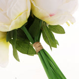 Maxbell 15Piece Peony Simulation Flowers Bouquet Home Wedding Party Decor Milk White
