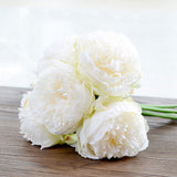 Maxbell 15Piece Peony Simulation Flowers Bouquet Home Wedding Party Decor Milk White