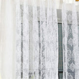 Maxbell Flocking French Window Grommet Blackout Lace Curtains Panels White  200x250cm