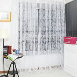 Maxbell Flocking French Window Grommet Blackout Lace Curtains Panels White  200x250cm