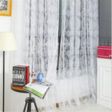 Maxbell Flocking French Window Grommet Blackout Lace Curtains Panels White  200x250cm