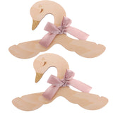 Maxbell 2 Pieces Swan Pink Bow Baby Kid Room Nursery Wooden Coat Clothes Hook Hanger