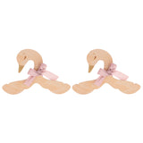 Maxbell 2 Pieces Swan Pink Bow Baby Kid Room Nursery Wooden Coat Clothes Hook Hanger