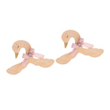 Maxbell 2 Pieces Swan Pink Bow Baby Kid Room Nursery Wooden Coat Clothes Hook Hanger