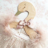 Maxbell 2 Pieces Swan Pink Bow Baby Kid Room Nursery Wooden Coat Clothes Hook Hanger