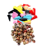 Maxbell 12mm Round Wooden Beads Muticolor Silky Tassel Charms for Jewelry Making