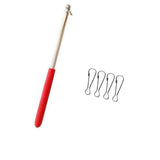 Maxbell 1m Red Telescopic Stainless Steel Flagpole Guide Pole with Clip Snaps Hook