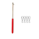 Maxbell 1m Red Telescopic Stainless Steel Flagpole Guide Pole with Clip Snaps Hook