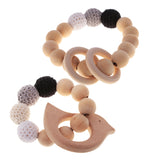 Maxbell 2 Pieces Wood Crochet Beads Bird Bracelet Ring Teether Baby Grasping Toy