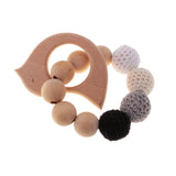 Maxbell 2 Pieces Wood Crochet Beads Bird Bracelet Ring Teether Baby Grasping Toy