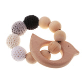 Maxbell 2 Pieces Wood Crochet Beads Bird Bracelet Ring Teether Baby Grasping Toy