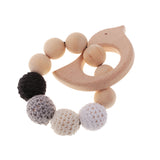 Maxbell 2 Pieces Wood Crochet Beads Bird Bracelet Ring Teether Baby Grasping Toy