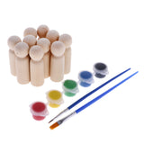 Maxbell 20pcs/Set Female Male Blank Wooden Peg Dolls Hand Painting DIY Wedding Favor