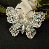 Maxbell Women Vintage Silver Crystal Rhinestone Brooch Breastpin Pin Alloy Steampunk Gear Necklace Chain Butterfly Jewelry