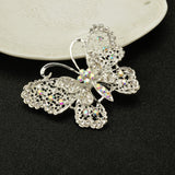 Maxbell Women Vintage Silver Crystal Rhinestone Brooch Breastpin Pin Alloy Steampunk Gear Necklace Chain Butterfly Jewelry