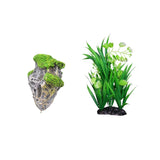 Maxbell Aquarium Ornament Stone Rock Artificial Water Plant Grass For Fish Tank Cave