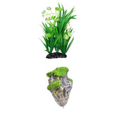 Maxbell Aquarium Ornament Stone Rock Artificial Water Plant Grass For Fish Tank Cave
