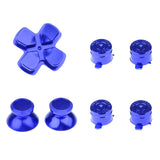 Maxbell 2 Pieces Thumbsticks Grip+Chrome D-pad for Sony PS4 Mod Kit Console Blue+Red