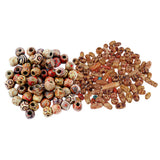 Maxbell 200 Pieces Mixed Large Hole BOHO Wooden Beads Spacer for Macrame European Charms DIY Crafts