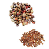 Maxbell 200 Pieces Mixed Large Hole BOHO Wooden Beads Spacer for Macrame European Charms DIY Crafts