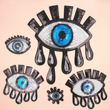 Maxbell Sew On Iron On Embroidery Skull Patch Eyeball Tattoo Wicca Sequin Applique