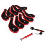 Maxbell 10 Neoprene Zipper Golf Club Iron Head Covers + Golf Sharpener + Golf Brush