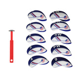 Maxbell 10 Pieces USA Flag Neoprene Golf Club Iron Head Cover with Groove Sharpener