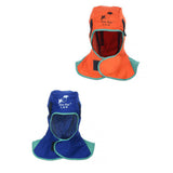 Maxbell 2 Piece Welders Welding Work Helmet Protective Hood Flame Retardant Hat Orange+Blue