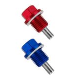 Maxbell 2 Pieces M14X1.5 Magnetic Engine Oil Pan/Transmission Drain Plug Blue & Red