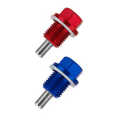 Maxbell 2 Pieces M14X1.5 Magnetic Engine Oil Pan/Transmission Drain Plug Blue & Red