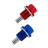 Maxbell 2 Pieces M14X1.5 Magnetic Engine Oil Pan/Transmission Drain Plug Blue & Red