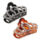 Maxbell 2Pcs Large Acrylic Hair Flower Crystal Claw Clasp Clips Holder- Brown Black