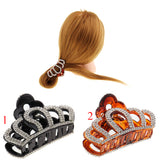 Maxbell 2Pcs Large Acrylic Hair Flower Crystal Claw Clasp Clips Holder- Brown Black