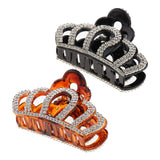 Maxbell 2Pcs Large Acrylic Hair Flower Crystal Claw Clasp Clips Holder- Brown Black