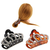 Maxbell 2Pcs Large Acrylic Hair Flower Crystal Claw Clasp Clips Holder- Brown Black