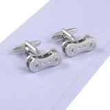 Maxbell Punk Style Silver Brass 3D Machinery Bicycle Chain & Knot Modeling Men Shirt Cufflinks Tie Links