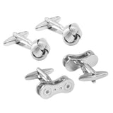 Maxbell Punk Style Silver Brass 3D Machinery Bicycle Chain & Knot Modeling Men Shirt Cufflinks Tie Links