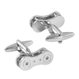 Maxbell Punk Style Silver Brass 3D Machinery Bicycle Chain & Knot Modeling Men Shirt Cufflinks Tie Links