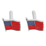 Maxbell 5 Pieces Independence Day American Patriotic Necklace Earrings Cuff Links Fancy Colorful Novety Design