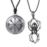 Maxbell 2Pcs Punk Spider Skull Round Viking Amulet Pendants Exotic Talisman Necklace