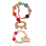 Maxbell 2Pcs Flower Elephant Wood Crochet Beads Bracelet Teether Baby Grasping Toy