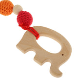 Maxbell 2Pcs Flower Elephant Wood Crochet Beads Bracelet Teether Baby Grasping Toy